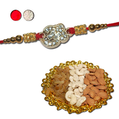 "Rakhi - FR- 8380 A (Single Rakhi), Dryfruit Thali - Code RD500 (ED) - Click here to View more details about this Product